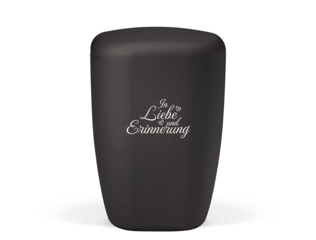 Naturstoffurne, Anthrazit Vel. Lasergravur Trauertext In Liebe und Erinnerung