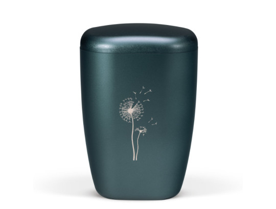 Naturstoffurne, Petrol, Lasergravur, Pusteblume