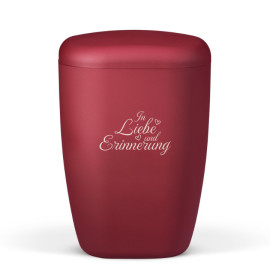 Naturstoffurne, Weinrot Velours, Lasergravur, In Liebe und Erinnerung