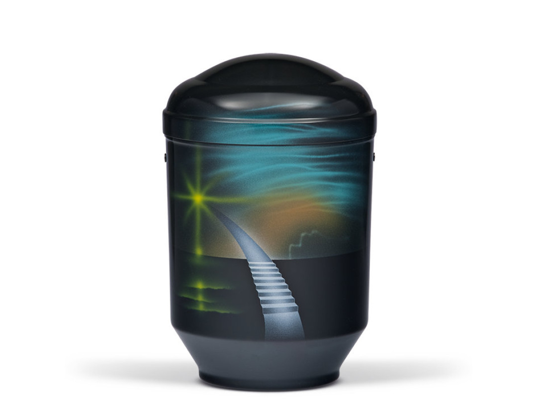 Stahlurne, Schwarz Airbrush Die HIMMELSTREPPE