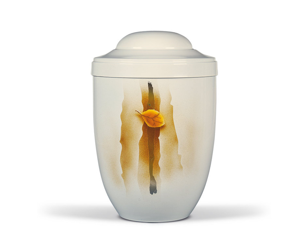 Stahlurne, Cremeweiß Airbrush Blatt Trennung