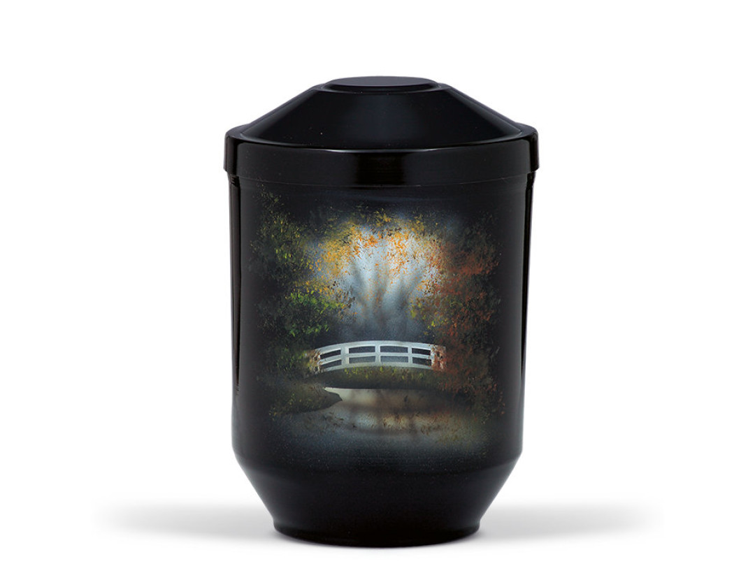 Stahlurne, Schwarz Airbrush, Wildbach Idylle