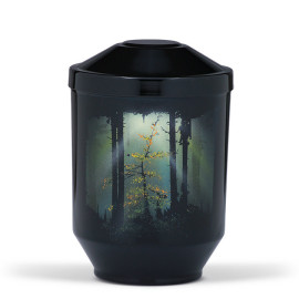 Stahlurne, Schwarz Airbrush, Waldlichtung