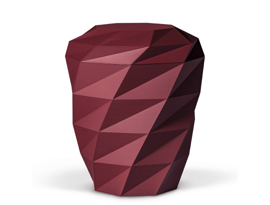 Naturstoffurne, Weinrot Velours, 3D-Druck