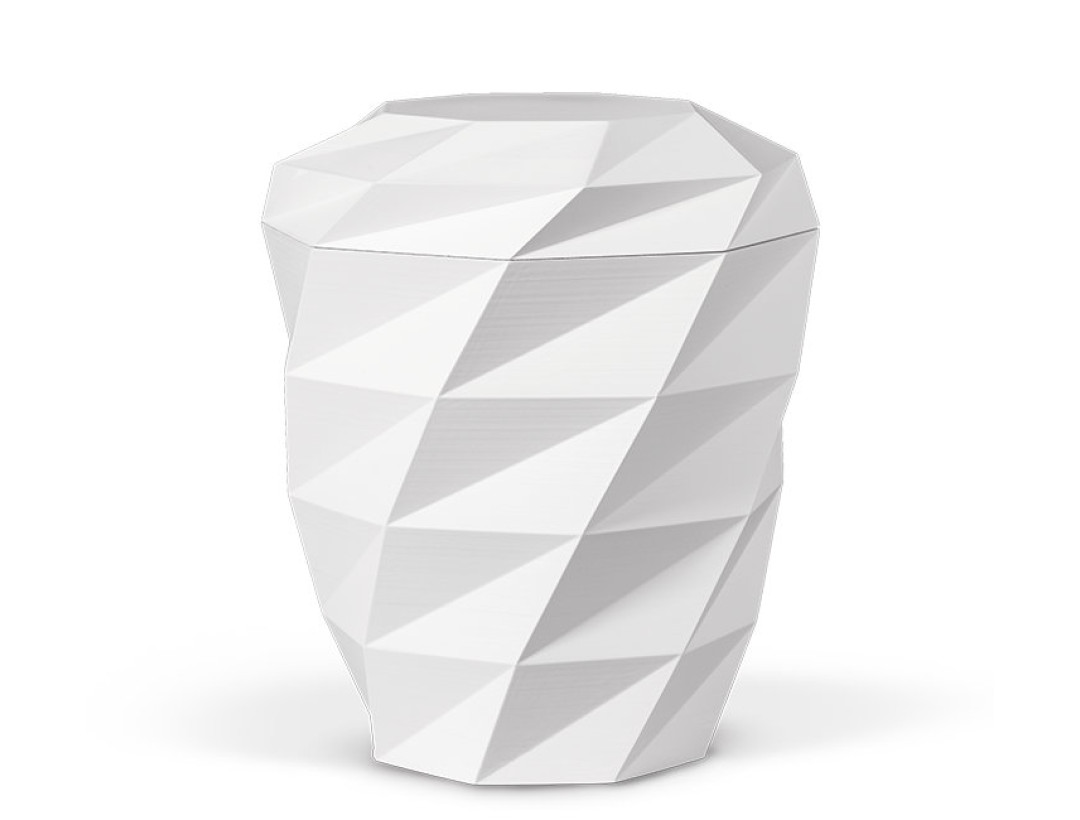 Naturstoffurne, Weiß-Matt, 3D-Druck