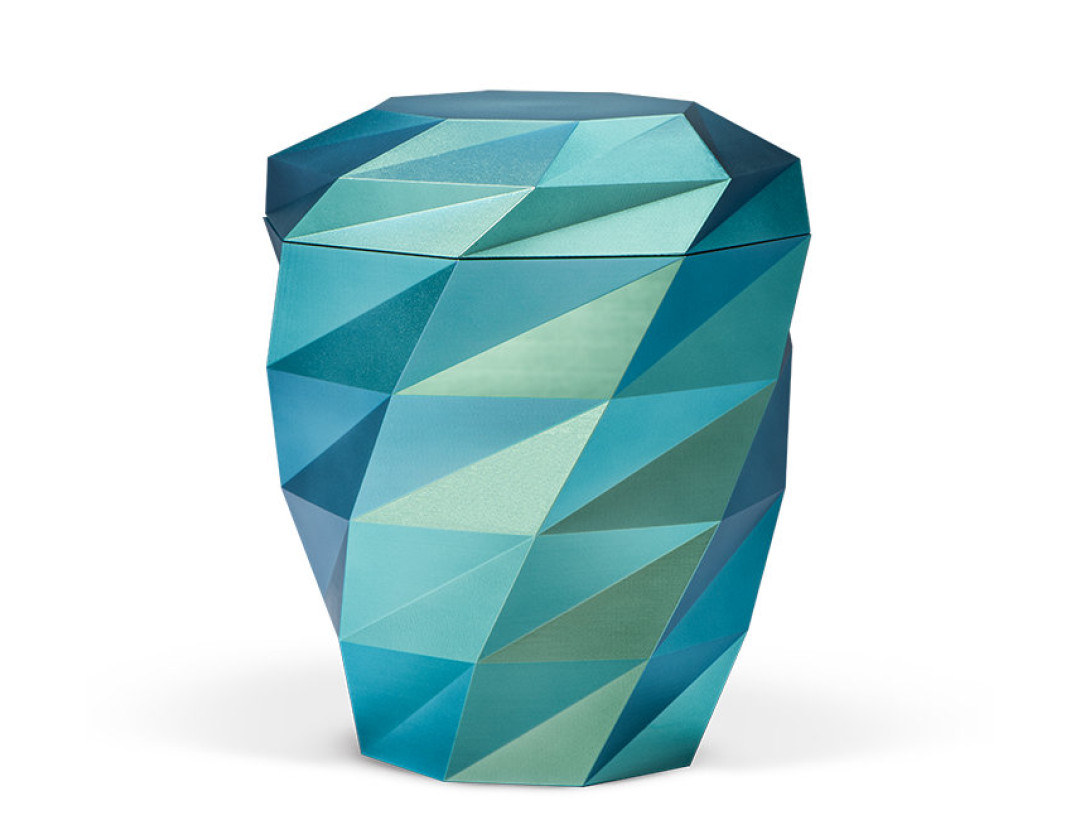 Naturstoffurne, Effektlack Mintgrün-Azorenblau, 3D-Druck