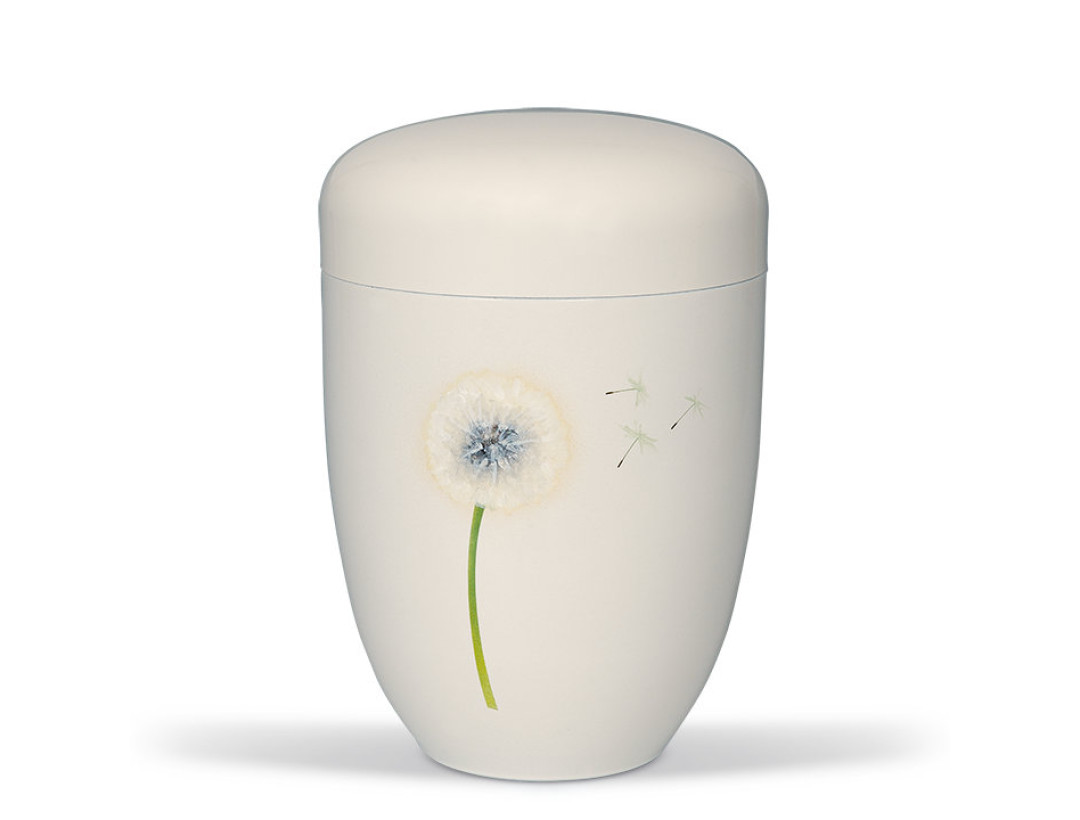 Stahlurne, Cremeweiß, Airbrush Pusteblume