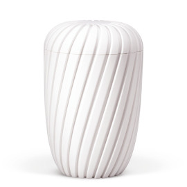 Naturstoffurne, Rillen 3D-Druck, Weiß Matt