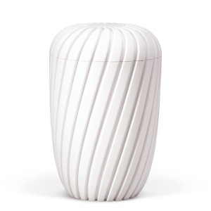 Naturstoffurne, Rillen 3D-Druck, Weiß Matt