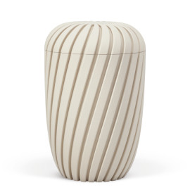 Naturstoffurne, Rillen 3D-Druck, Beige Velours