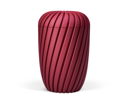 Naturstoffurne, Rillen 3D-Druck, Weinrot Velours