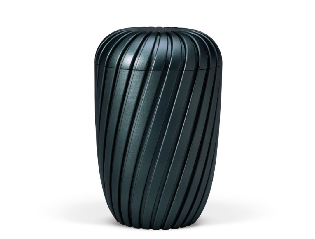 Naturstoffurne, Rillen 3D-Druck, Petrol