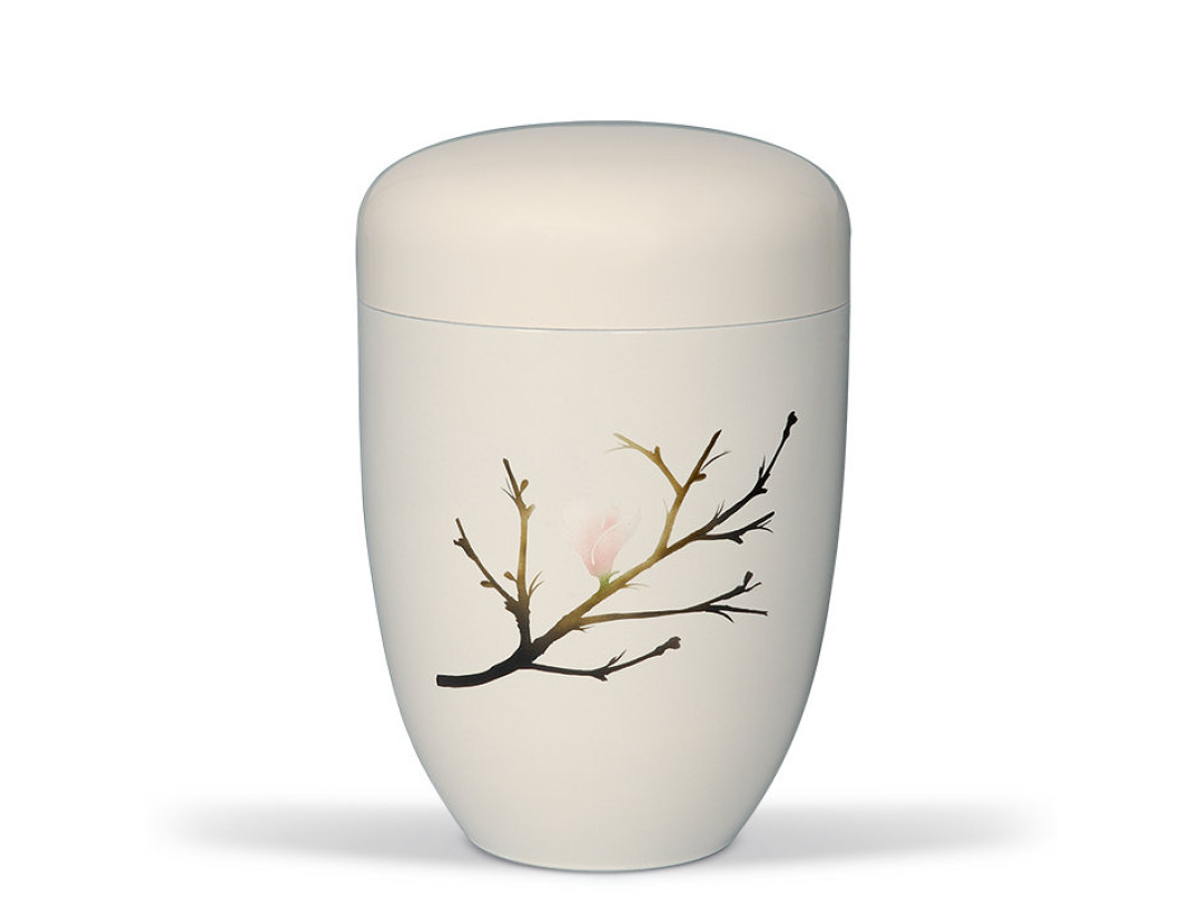 Stahlurne, Cremeweiß, Airbrush Blüte