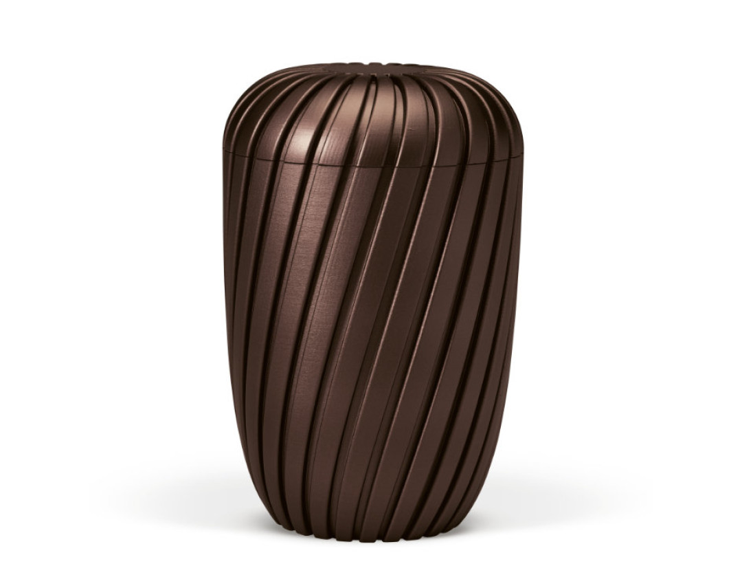 Naturstoffurne, Rillen 3D-Druck, Kastanienbraun-Matt