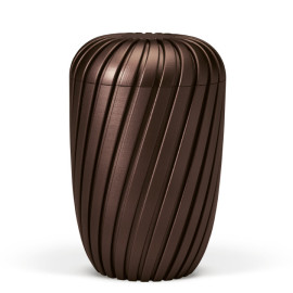 Naturstoffurne, Rillen 3D-Druck, Kastanienbraun-Matt