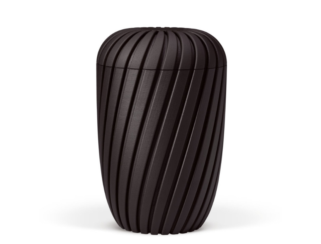 Naturstoffurne, Rillen 3D-Druck, Anthrazit Velours