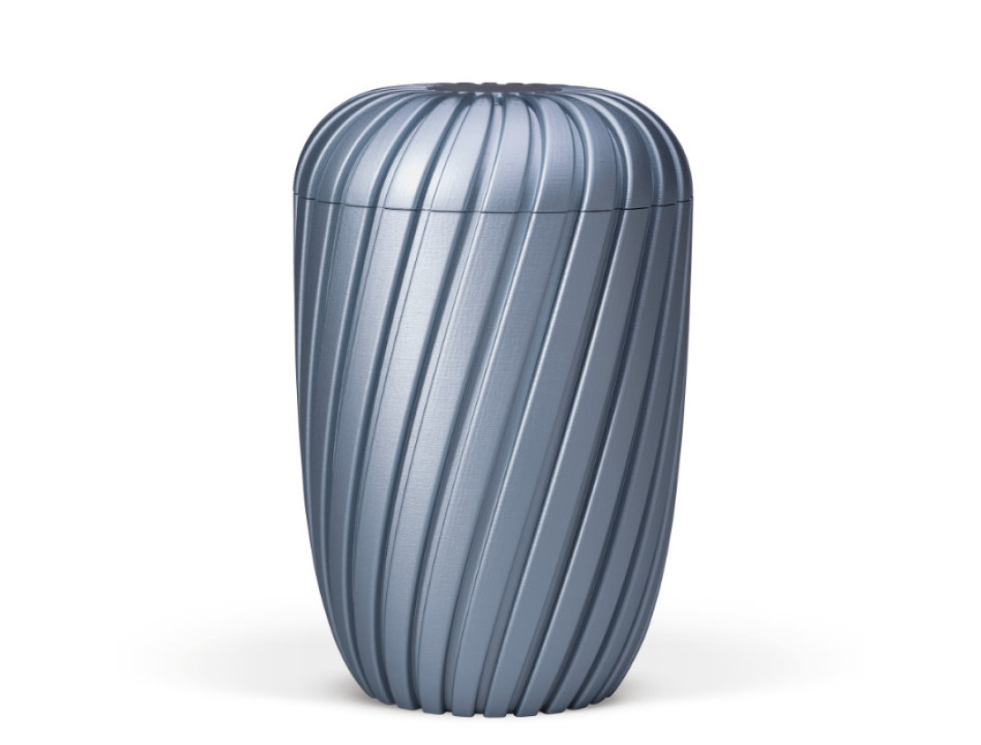 Naturstoffurne, Rillen 3D-Druck, Gletscherblau