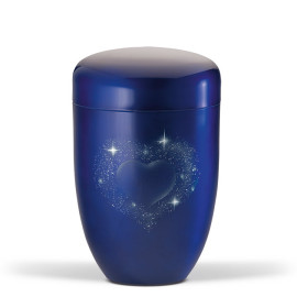 Stahlurne, Kobalt Blau, Airbrush, Motiv: Herz