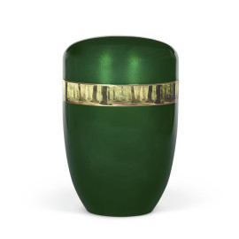 Stahlurne, Moosgrün, Dekorband: Waldlichtung