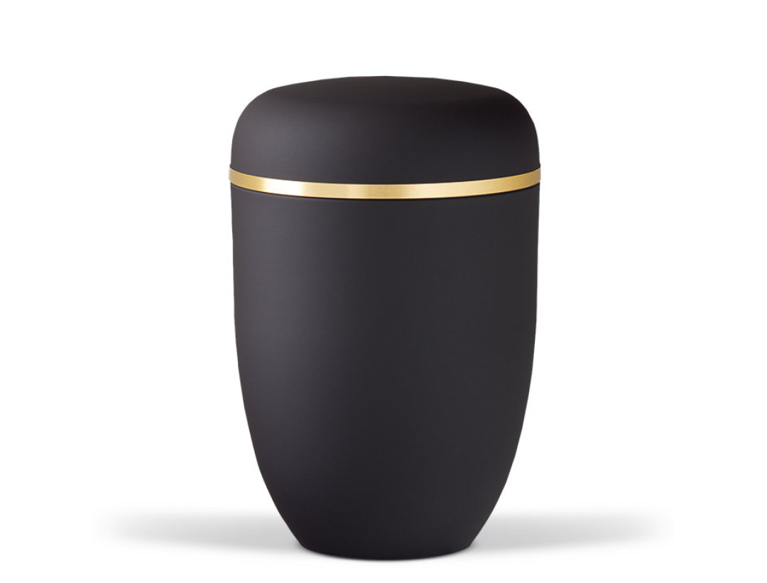 Stahlurne, Anthrazit Velours, Goldband gebürstet