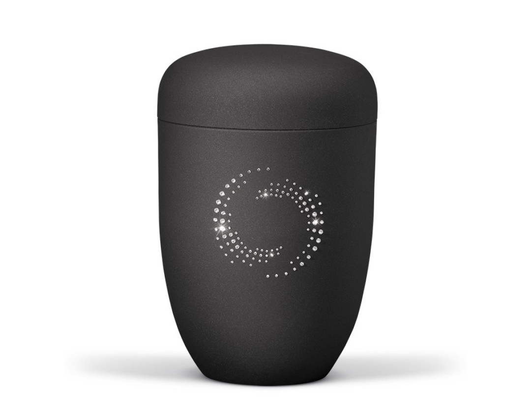 Stahlurne, Anthrazit / Schwarz Velours Effektlack PURE, mit Crystal Elements