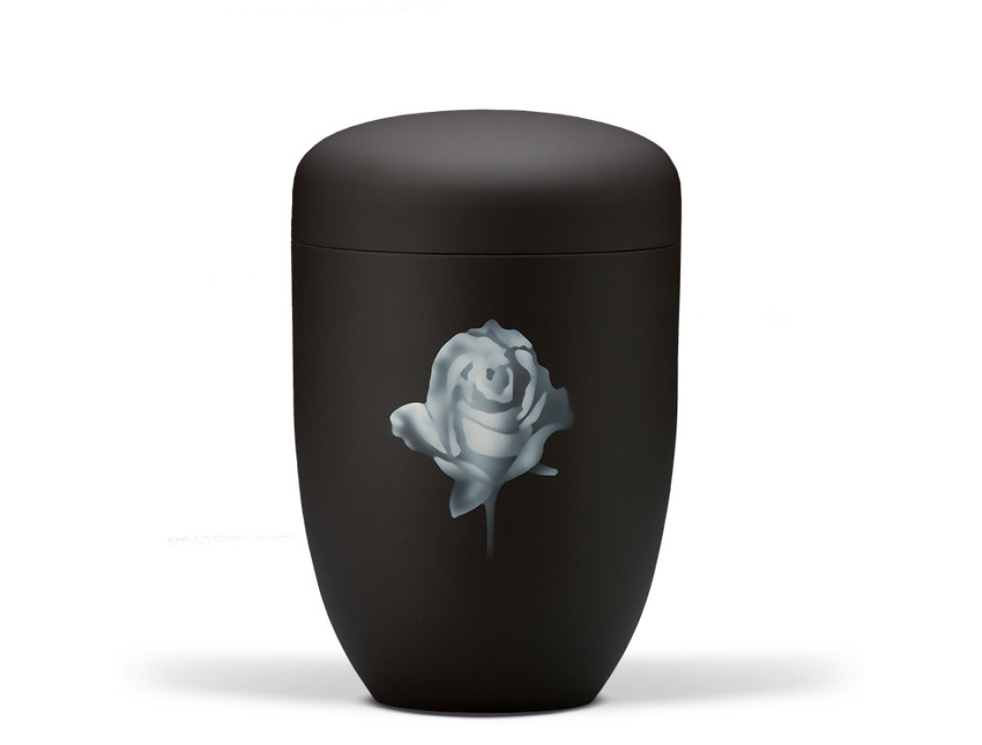 Stahlurne, Anthrazit Velours, Airbrush Rose