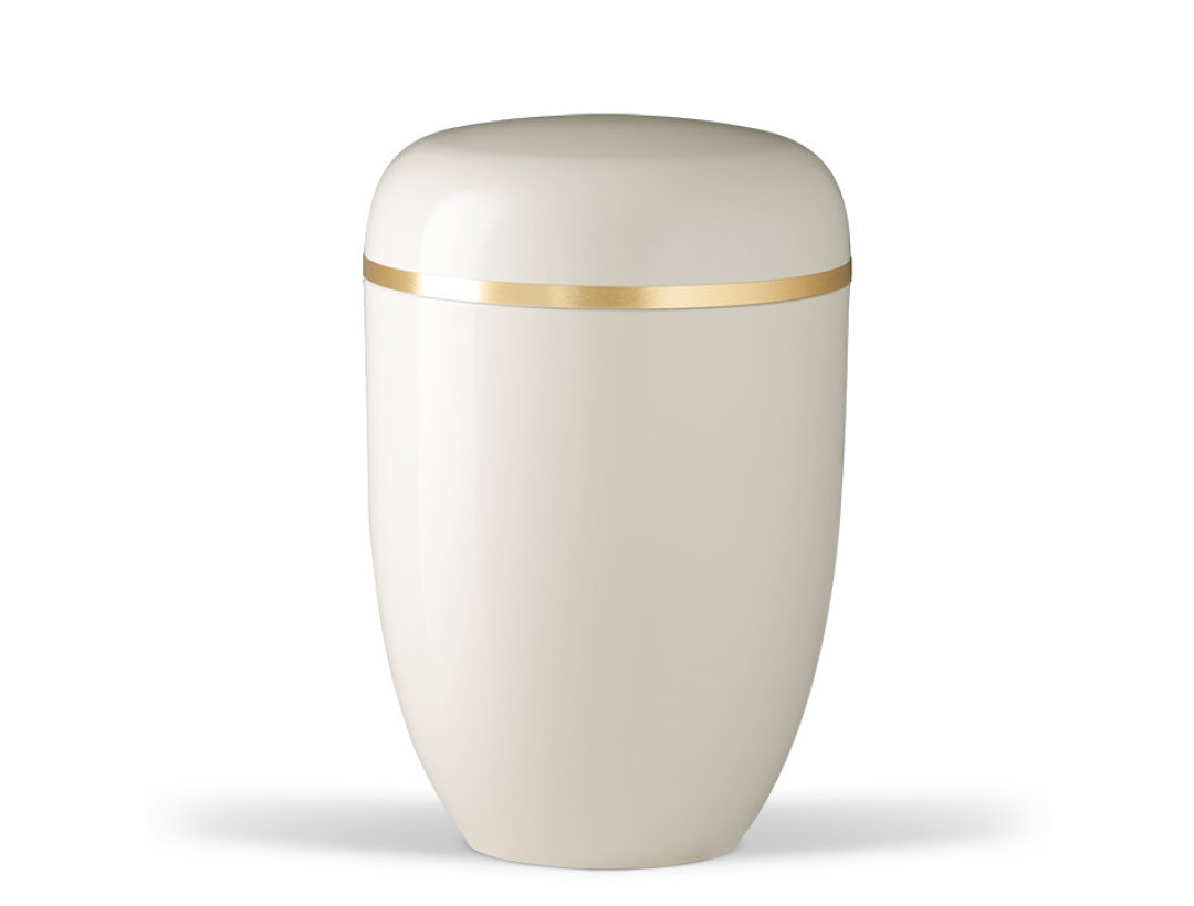 Stahlurne, Cremeweiß, Gold- band Gebürstet