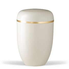 Stahlurne, Cremeweiß, Gold- band Gebürstet