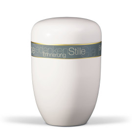 Stahlurne, CremeWeiß, Trauergedanken Bicolor