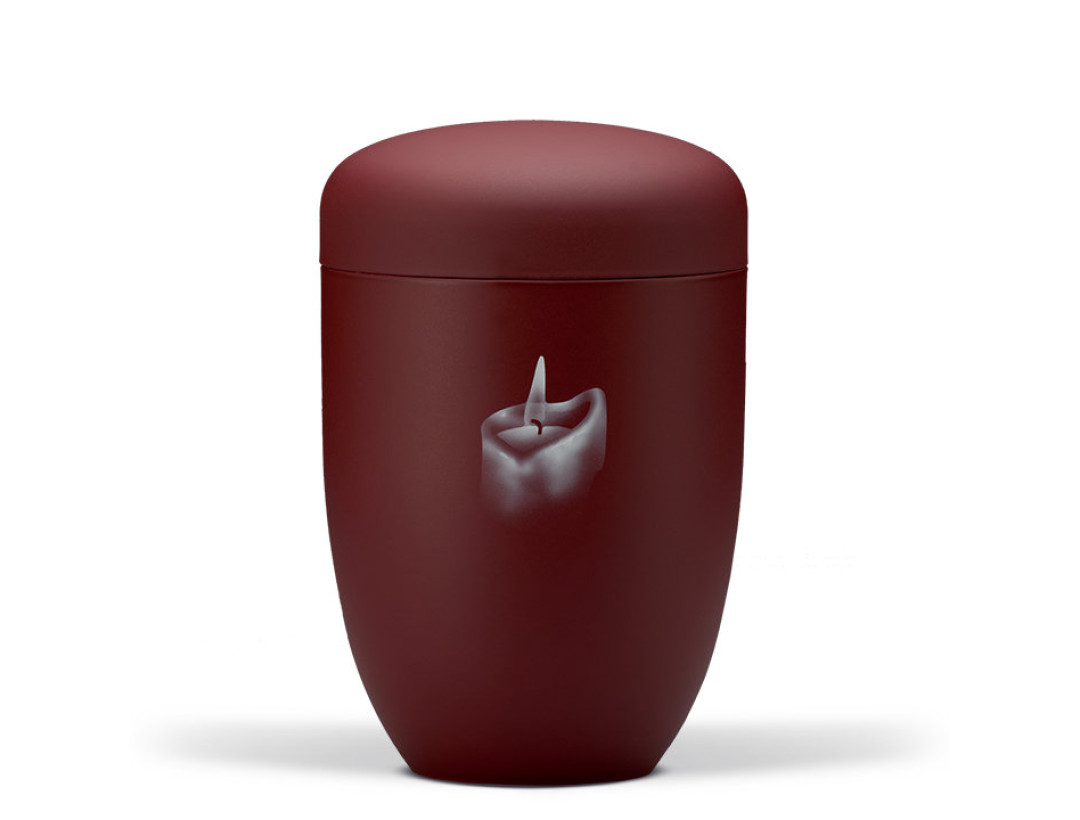 Stahlurne, Weinrot Velours, Airbrush Kerze
