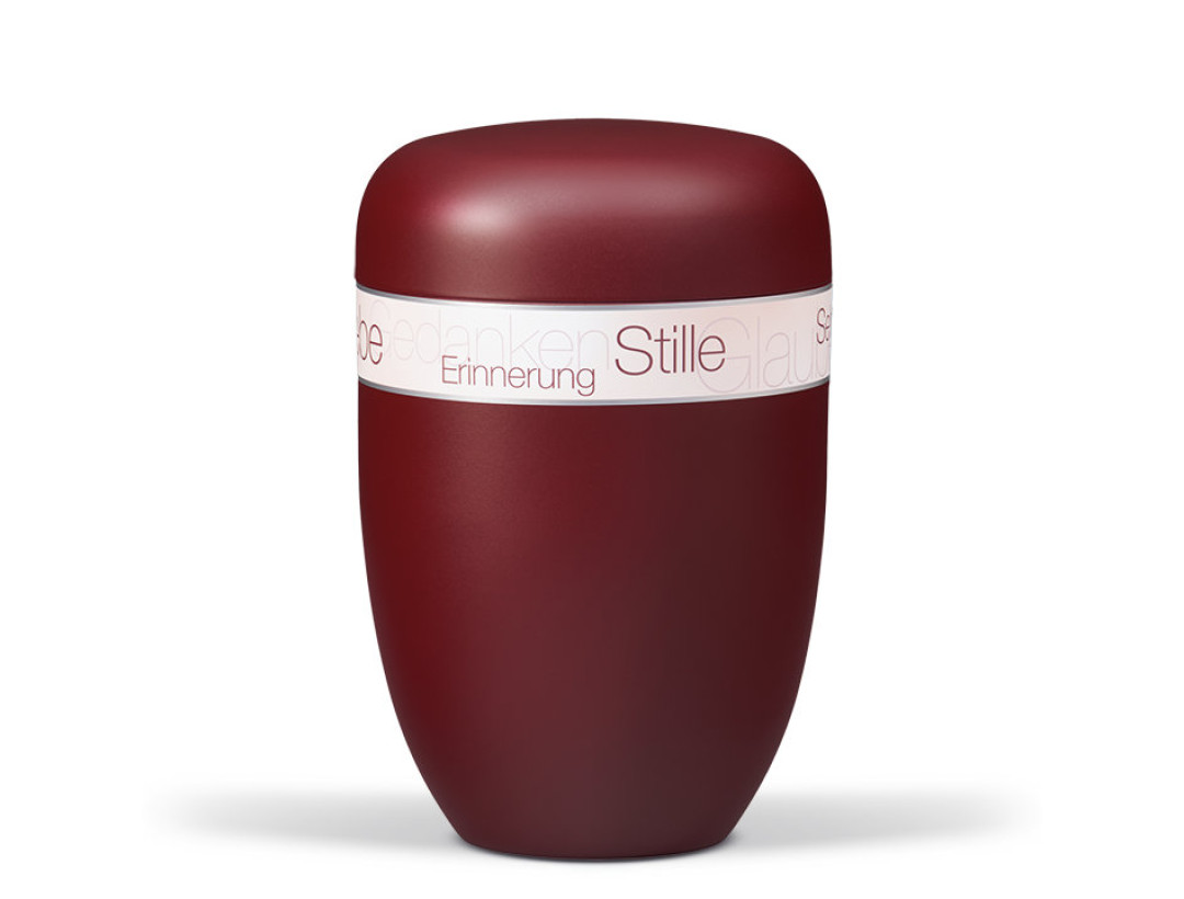 Stahlurne, Weinrot Velours, Trauergedanken Rosé