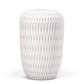 Naturstoffurne, Rauten 3D-Druck, Weiß Natur