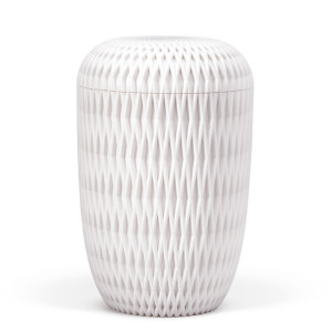 Naturstoffurne, Rauten 3D-Druck, Weiß Natur