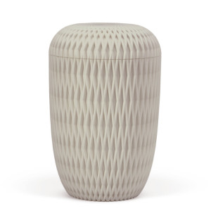 Naturstoffurne, Raute 3D-Druck, Beige Velours