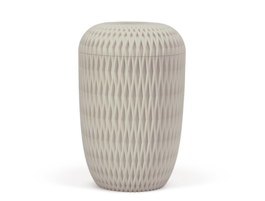 Naturstoffurne, Raute 3D-Druck, Beige Velours