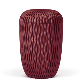 Naturstoffurne, Raute 3D-Druck, Weinrot Velours