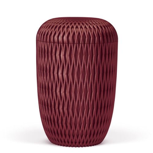 Naturstoffurne, Raute 3D-Druck, Weinrot Velours