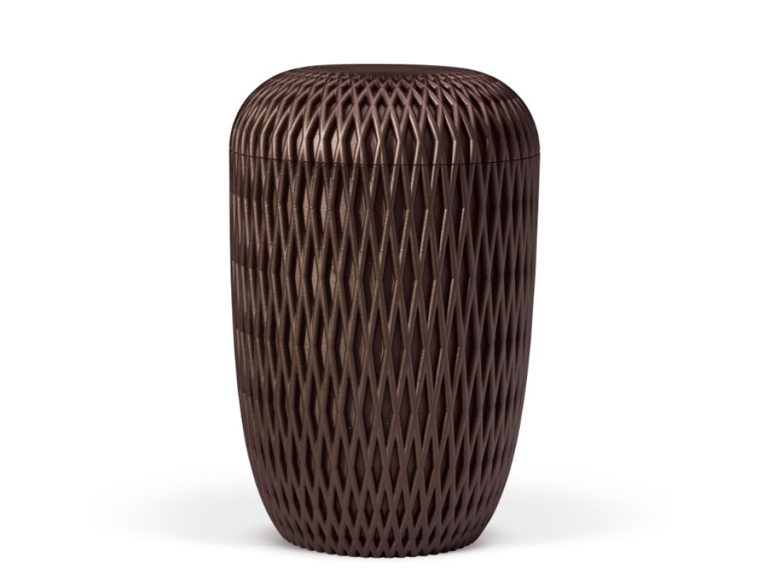Naturstoffurne, Raute 3D-Druck, Kastanienbraun-Matt