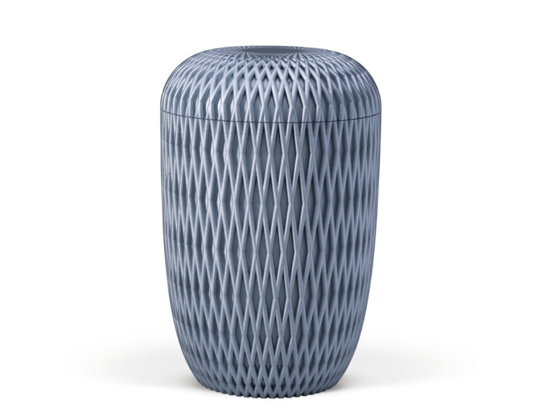 Naturstoffurne, Raute 3D-Druck, Gletscherblau