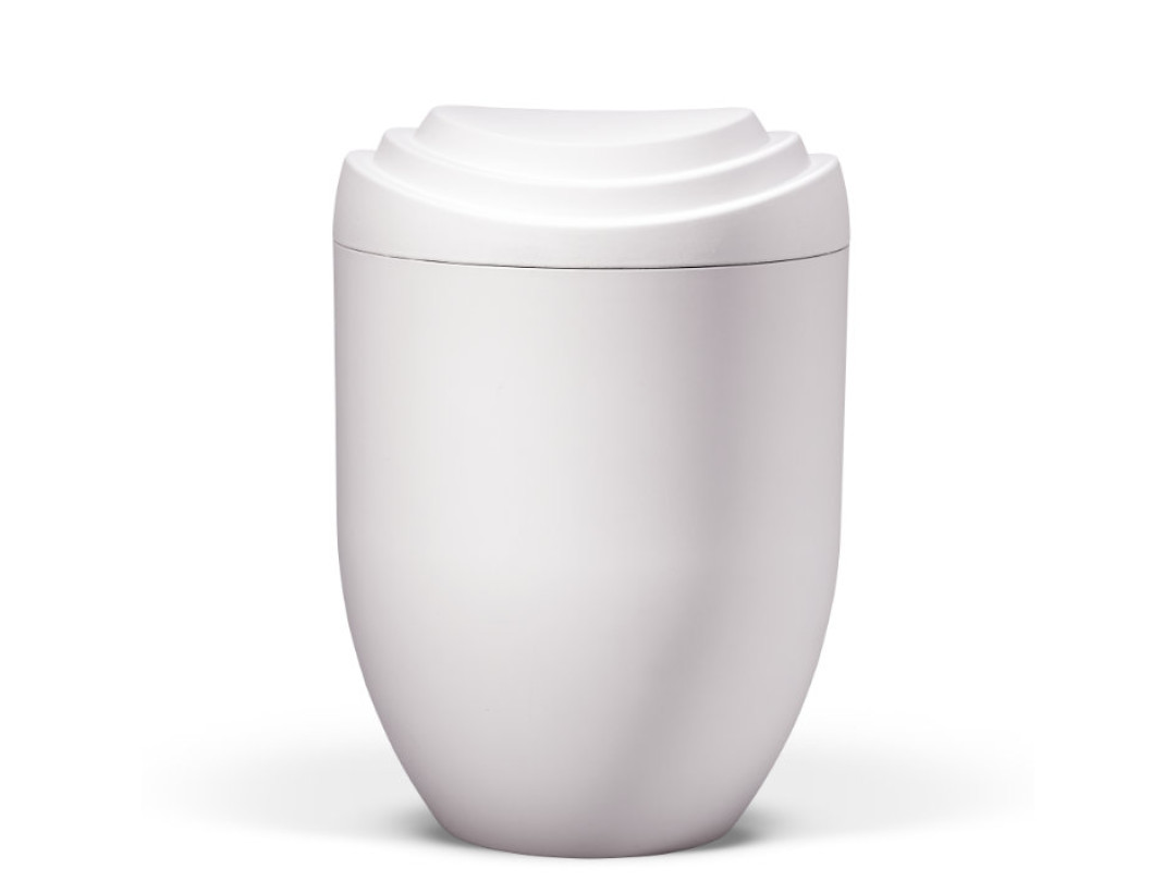 Naturstoffurne, Deckel 3D-Druck, Weiß Matt