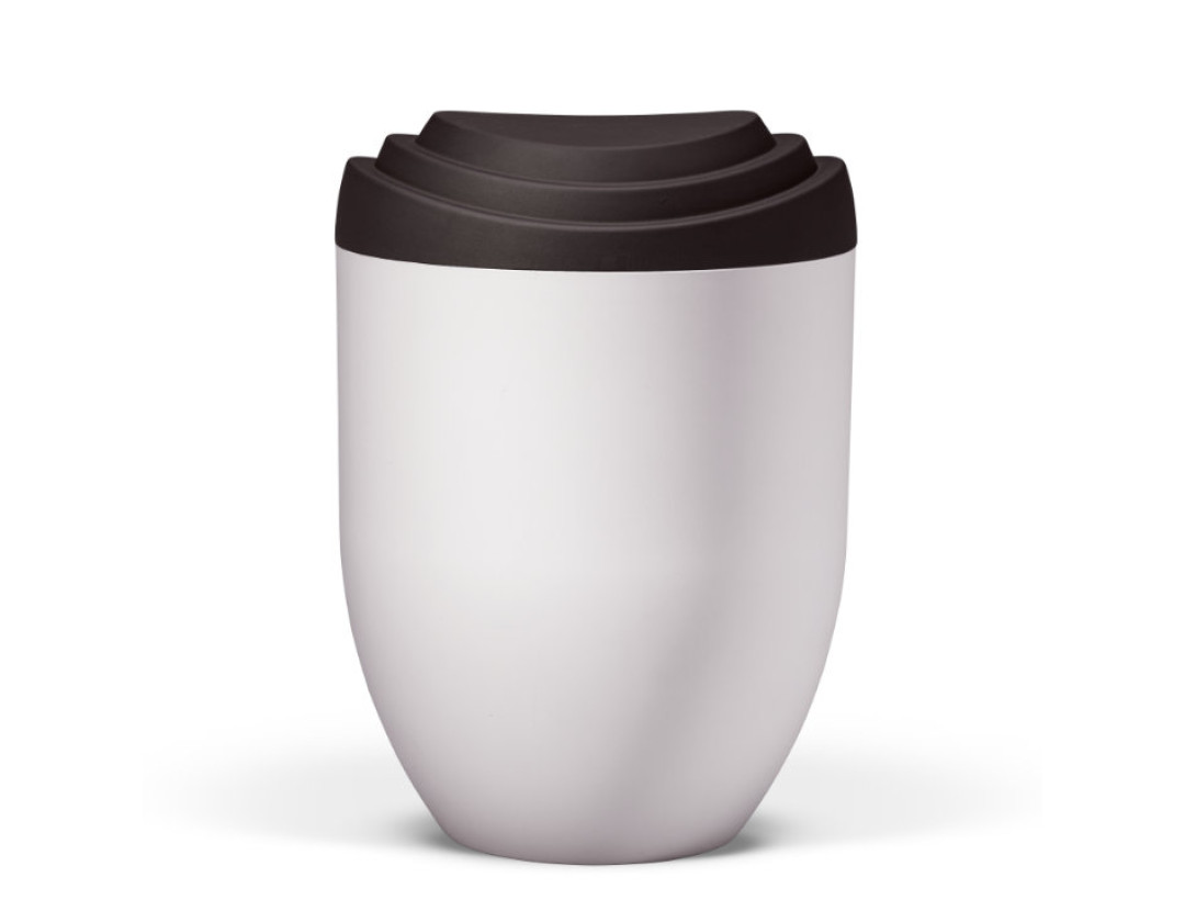 Naturstoffurne, Deckel 3D-Druck Anthrazit Velours, Korpus Weiß Matt