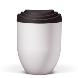 Naturstoffurne, Deckel 3D-Druck Anthrazit Velours, Korpus Weiß Matt