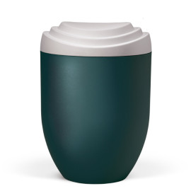 Naturstoffurne, Deckel 3D-Druck Weiß Matt, Korpus Petrol