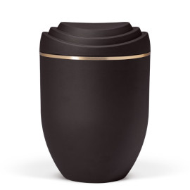 Naturstoffurne, Deckel 3D-Druck, Anthrazit Velours, Goldband
