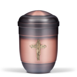 Kupferurne, Altkupfer, Messing Kreuz