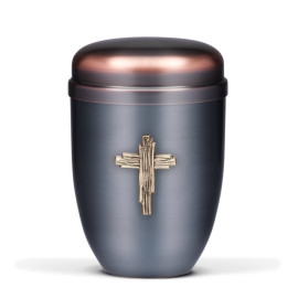 Kupferurne, Dunkel, Messing Kreuz (Award Preisträger)