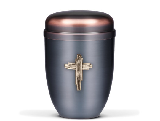 Kupferurne, Dunkel, Messing Kreuz (Award Preisträger)