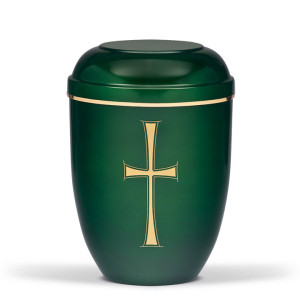 Stahlurne, Moosgrün, Goldkreuz u. Goldb.