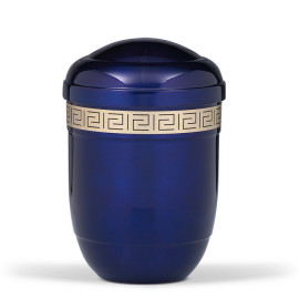 Stahlurne Kobalt Blau, Meanderdekorband