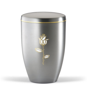 Stahlurne ZIHESTA, Goldband Rose Weiß-Gold Glänzend